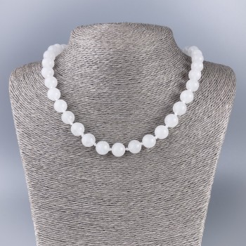 Necklace White Quartz (Acrylic Imitation) Smooth Bead, Diameter 10.5 mm, Length 45 cm