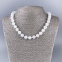 Necklace White Quartz (Acrylic Imitation) Smooth Bead, Diameter 10.5 mm, Length 45 cm