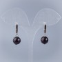 Garnet Earrings, Smooth Ball, Diameter 8.5 mm, English Clasp, Length 28 mm+