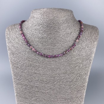 Necklace with natural tourmaline, faceted cube beads, 4x4 mm diameter, length 50 cm