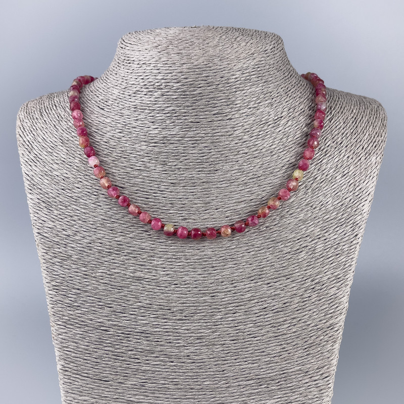 Polychrome Tourmaline Necklace with 5x5mm Cubes