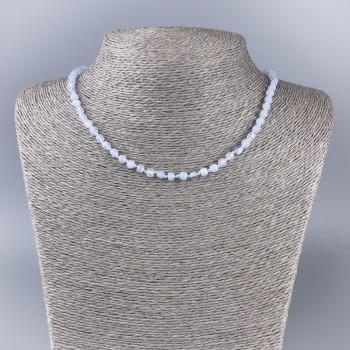 Agate Necklace (Blue Chalcedony) Faceted Cubes, 4x4 mm diameter, 51 cm long