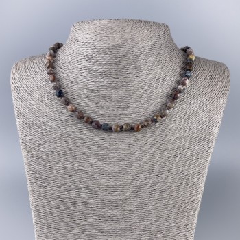 Petersite Necklace, natural stone, faceted cube beads, 6x6 mm diameter, 50 cm length