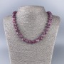 Rubellite Tourmaline Necklace, Faceted Cubes, Natural Stone, 9 x 9 mm, Length 50 cm