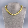 Yellow Jadeite Necklace, natural stone faceted cube beads, diameter 7.5×7.5 mm, length 50 cm
