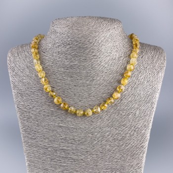 Citrine Necklace with Natural Gemstone, Faceted Cubes, Diameter 7×7 mm, Length 50 cm