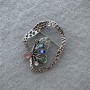 Butterfly Brooch with Multicolored Cat's Eye in Silver Metal 55×43mm+