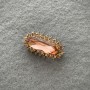 Accent Brooch with Pink Crystal and Pink Rhinestones in Golden Metal 36×18 mm +