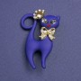 Brooch Kitty matte blue with crystals silver metal 43x29mm+