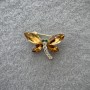 Butterfly Brooch with Yellow and White Crystals, Gold-Tone Metal 20×28 mm+