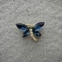 Butterfly Brooch with Blue and White Crystals on Golden Metal 20x28 mm+