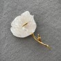 Brooch 'White Poppy' Pearlescent White and Gold-Toned Metal 76x46 mm+