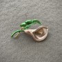 Calla Lily Pink Enamel Brooch on Gold-Tone Metal with Rhinestones 49x29mm+