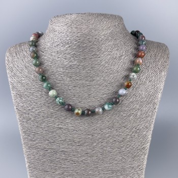 Jasper Necklace with Natural Beads, Smooth Round Beads, 8.5 mm Diameter, 52 cm Length