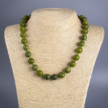 Necklace with Jadeite Imitation (Acrylic) Smooth Beads, 12mm Diameter, 49cm Length