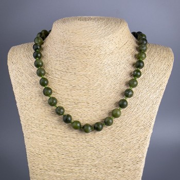 Necklace with imitation jadeite, smooth bead, diameter 10.5 mm, length 50 cm