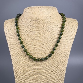 Necklace Jadeite imitation (acrylic) smooth bead, diameter 8.5 mm, length 50 cm