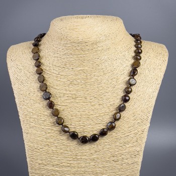Bronzite Necklace with Natural Stone, Faceted Beads, 10×8 mm, Length 49 cm ±