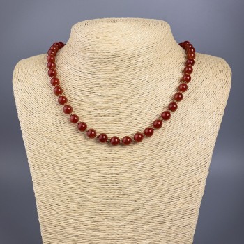Natural Carnelian Necklace, Smooth Beads, 8 mm Diameter, 45 cm Length with Clasp