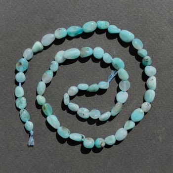 Larimar Beads, Natural Stone, Faceted, Diameter 6×8 mm, Length approx. 41 cm on Thread