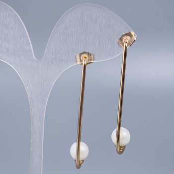 Xuping Mallorca Bead Stud Earrings, 8 mm Diameter, 4.5 cm Length, 18K Gold Plating