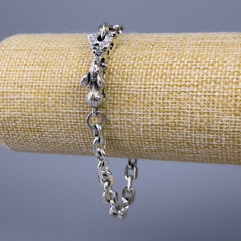 Chain Bracelet 'Misha' Silver Metal 30.5x10mm, Thickness 7mm, Length 22cm +