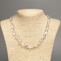 Opal Glass Necklace 'White Chameleon' - faceted beads, diameter 9x11 mm, length 50 cm