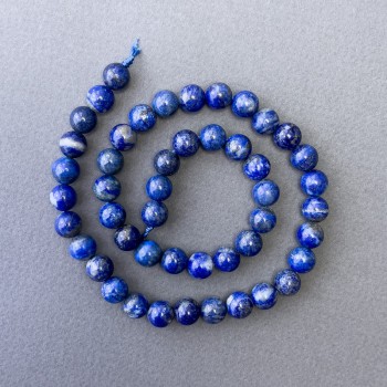 Lapis lazuli beads, natural stone, smooth round beads, 8 mm diameter, 38 cm length