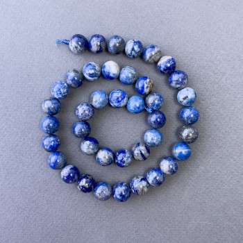 Lapis Lazuli Beads, Natural Stone, Smooth Round Beads, Diameter 10.5 mm, Length 39 cm