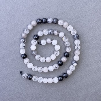 Hairy Rutile Quartz Beads – Natural Stone Smooth Beads, Diameter 6.5 mm, Length 39 cm