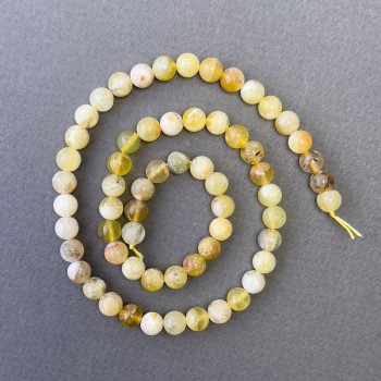 Yellow Opal Beads, natural stone, smooth round beads, diameter 6.5 mm, length 39 cm+