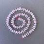 Pink Quartz Beads - natural stone disc on thread, 7x3 mm diameter, about 40 cm long, with seed beads 3x2 mm