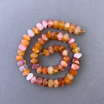 Botswana agate beads orange natural stone faceted rondelle on thread, diameter 10×7 mm+-, length 39 cm+-