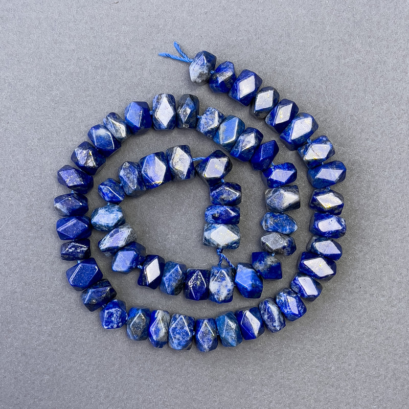 Lapis Lazuli Beads Natural Stone Faceted Rondelle on Thread, Diameter 10x7 mm, Length 39 cm+