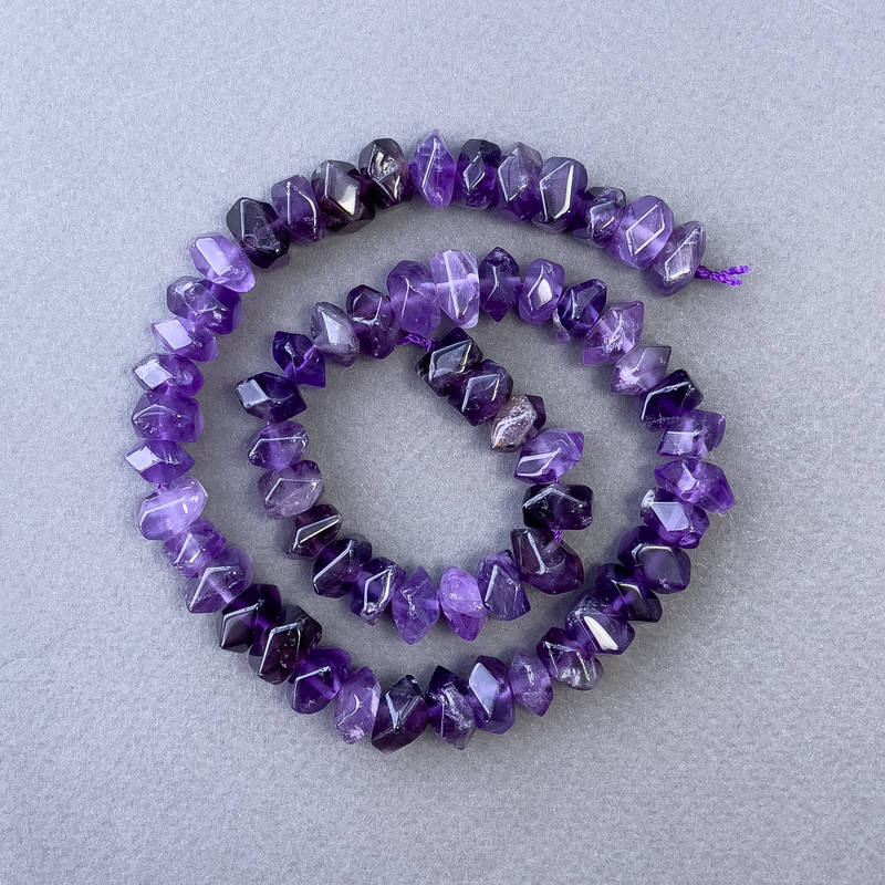 Amethyst Beads, Natural Gemstone, Faceted Rondelles on Thread, Diameter 10×7 mm ±, Length 39 cm ±