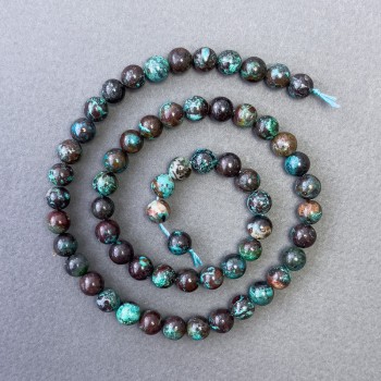 Chrysocolla Beads, Natural Stone, Smooth Round Beads, Diameter 6.5 mm, Length 39 cm