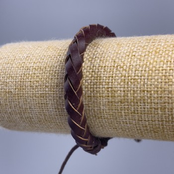 Bracelet, length 18-25 cm, thickness 7 mm, brown eco-leather, adjustable