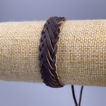 Bracelet, length 18-25 cm, thickness 14 mm, brown eco-leather, with adjustable slider closure
