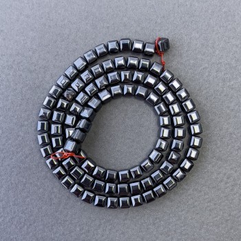 Hematite cube beads on thread, 4 mm diameter ±, length 40 cm ±