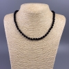 Shungite necklace (imitation) smooth bead, diameter 6 mm±, length 49 cm±
