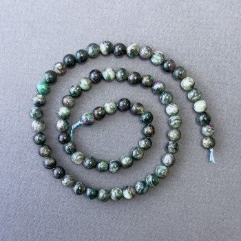 Green Lepidolite Beads, Natural Stone, Smooth Round Beads, 6 mm Diameter, 39 cm Length
