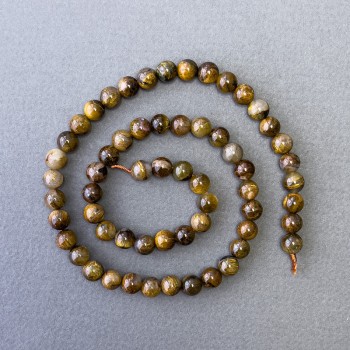 Yellow Petersite Beads, Natural Stone, Smooth Round Beads, Diameter 6.5 mm, Length 40 cm