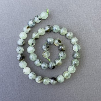 Prenite Beads, Natural Stone, Smooth Round Beads, Diameter 10mm ±, Length 39cm ±