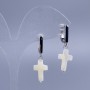 White mother-of-pearl cross earrings, diameter 10x15 mm, length 34 mm+