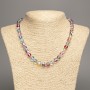 Opal Glass Necklace 'Multicolor Chameleon' Smooth Bead, 8 mm Diameter, 49 cm Length