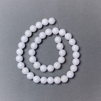 White Agate Beads (Pressed) Smooth Round Beads, 10mm Diameter +/-, 40cm Length +/- on Beading Thread