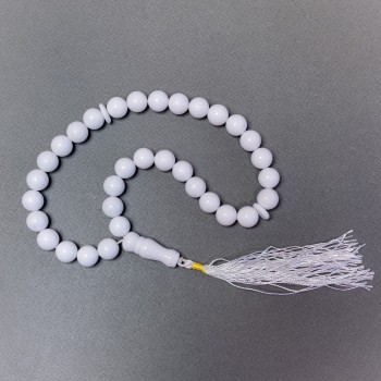 White Agate Rosary Beads (pressed), smooth beads, 12mm diameter ± 33 beads, with Agate inserts