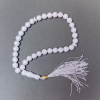 White Agate Prayer Beads (Pressed) Smooth Beads, 10 mm Diameter, 33 Beads, with Agate Inlays