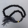 Black Agate Mala Beads (Pressed), Smooth Beads, 12 mm Diameter, 33 Beads, with Agate Inlays