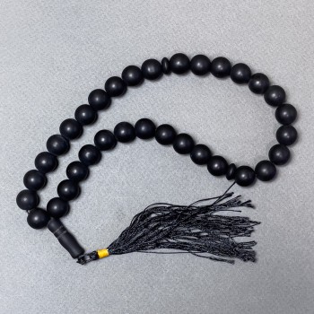 Shungite Prayer Beads (Imitation) Smooth Beads, 12 mm Diameter ± 33 Beads, with Shungite Inserts